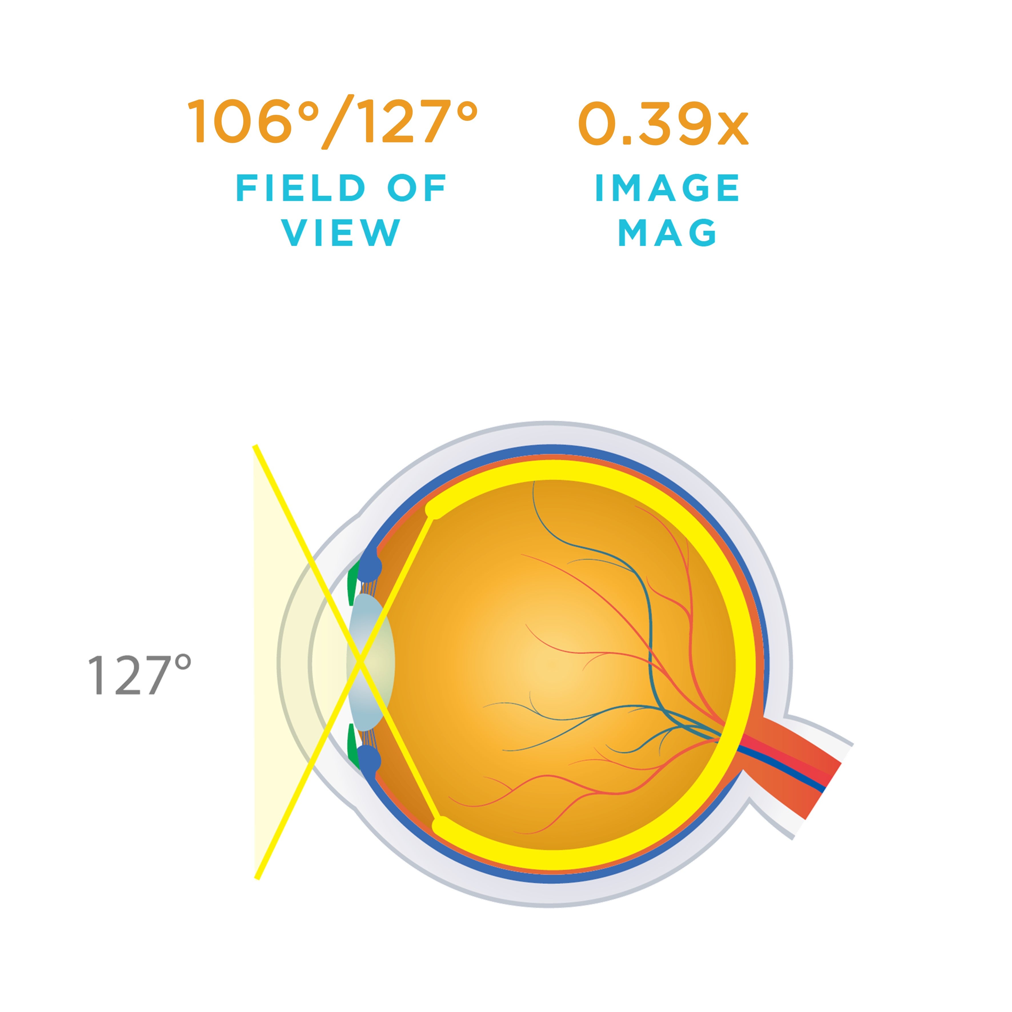 106° / 127° field of view